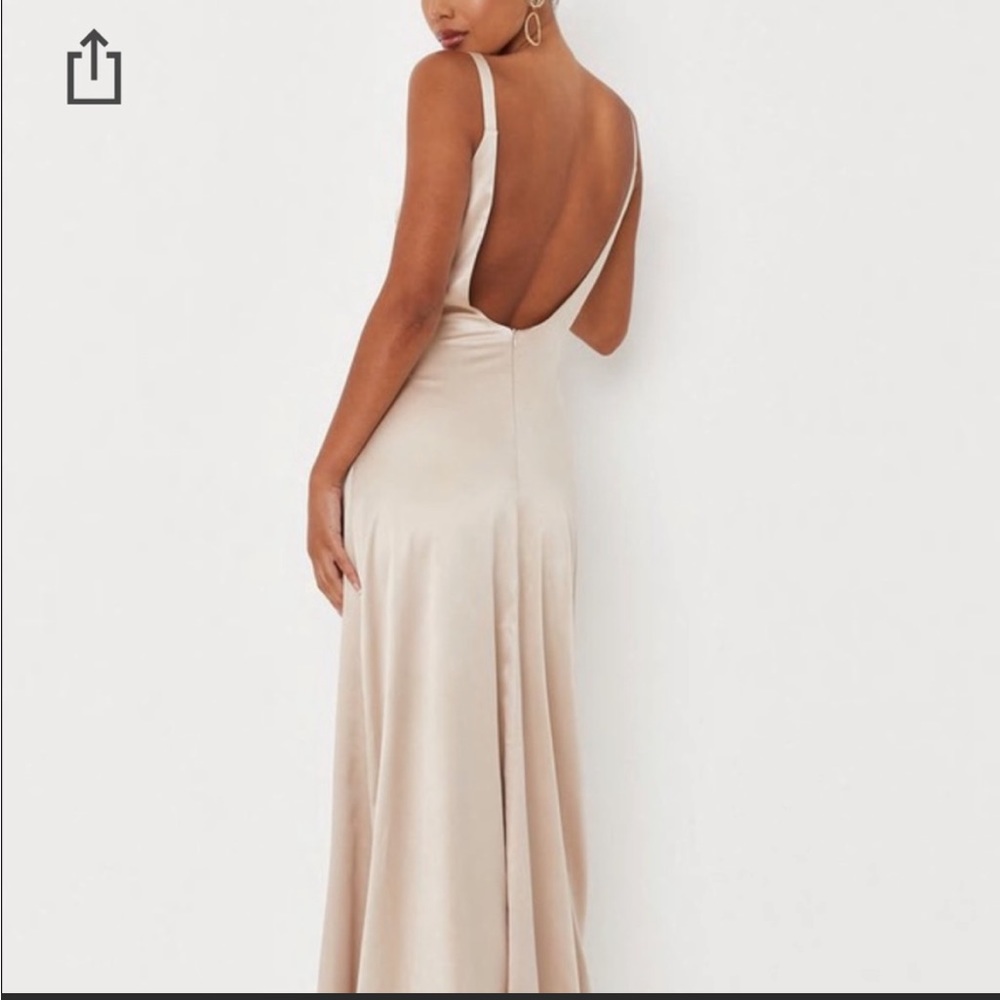 Missguided Sand Satin Scoop Back Maxi Dress